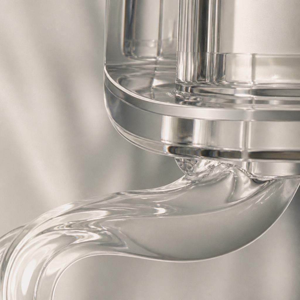Architectural macro of transparent moulded-plastic edges and a thick clear gloss ribbon